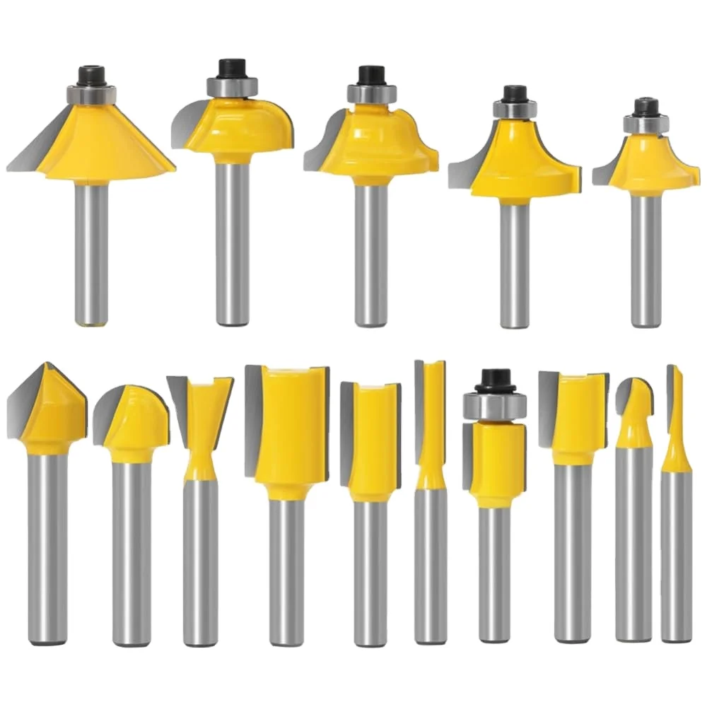 15PCS Milling Cutter tungsten carbide woodworking carbide tipped spiral router bit cnc router bit  wood carbide router bit set
