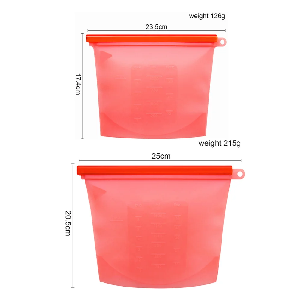 500/1000/1500/3000/4000ml Stand Up Bolsa de almacenamiento Reusable Leakproof Food Storage Bag Set BPA Free Silicone Food Bag