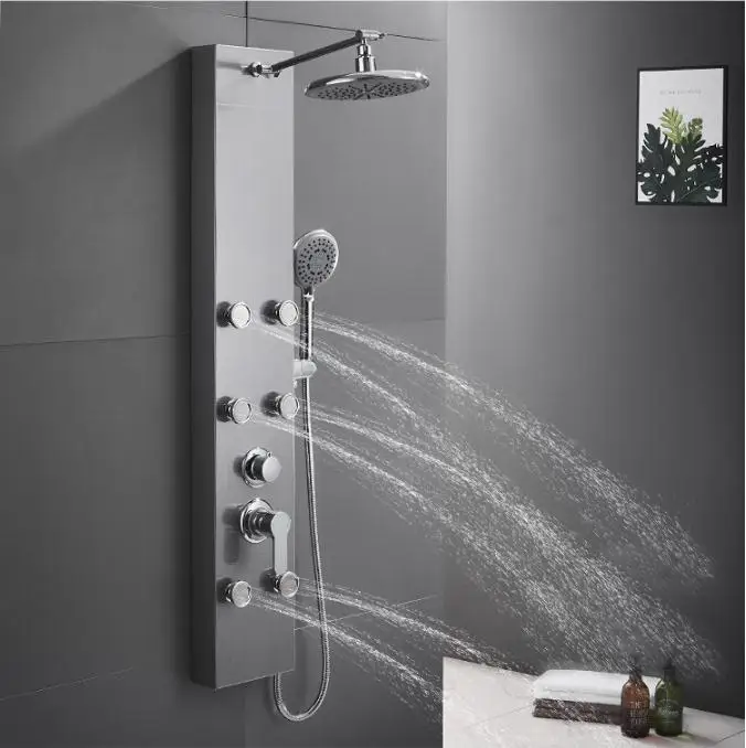 column tower 304 massage 4 way italian mixer material 5 functions in shower door stainless steel shower panel