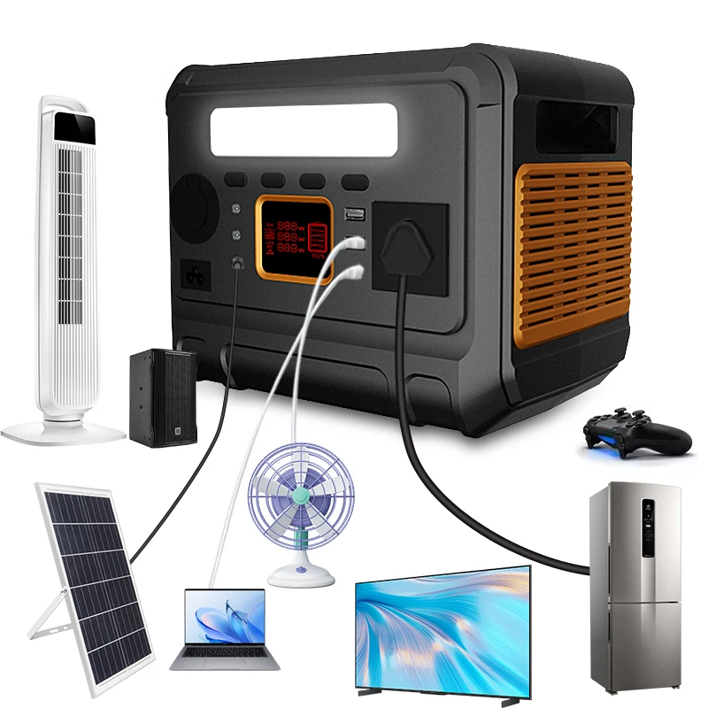 House Portable Solar Power System Portable Power Station 1000Wh 2000W Portable Power Station With Solar Panel