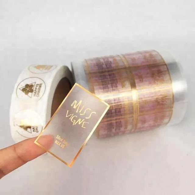 Etiquettes Custom Self Adhesive Customized Printing Transparent Logo Waterproof Clear Gold Foil Cosmetic Jar Round Sticker Label