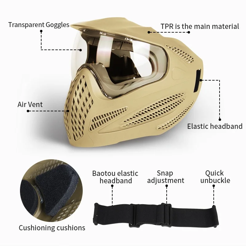 ZL-7-1 Breathable Face Protective Mask Tactical Outdoor Sport Full Face Mask with Goggles