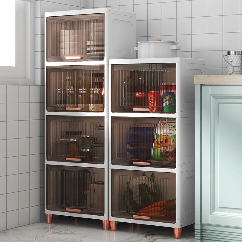 Multi-functional save space plastic storage cabinet pull out storage rack for kitchen bathroom living room