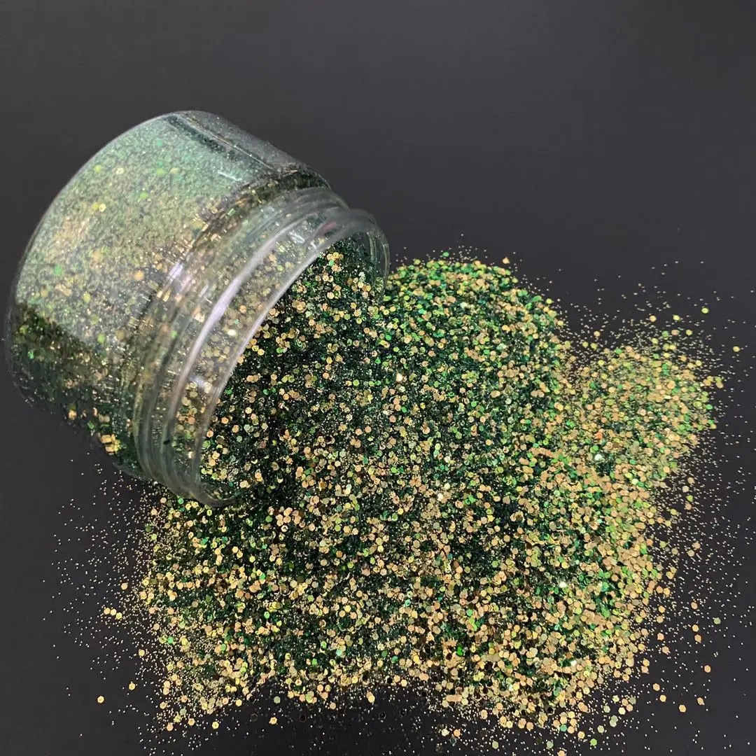 Мелкий блестящий клей из полиэстера для косметики оптом, мелкий смешанный Блеск для ногтей хамелеон