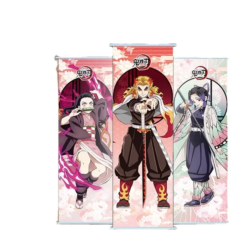 Wholesale 25* 70cm Anime Scroll Hanging Picture Demon Slayer Classic Anime Character Poster Canvas Print Decoration