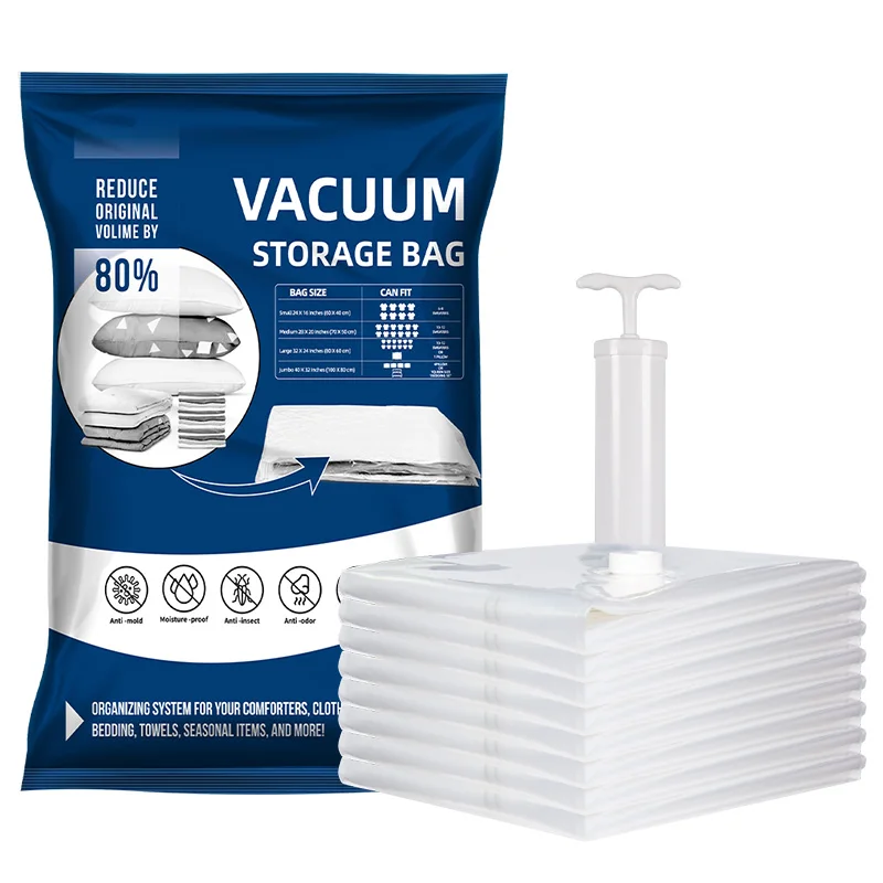 Reusable Space Saver Bags With Pump Vacuum Compression Storage Bags for Clothes