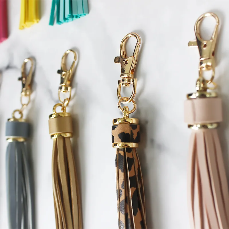 Stock Pu Tassel Key chain Leather Tassel Bag Keychain Accessories