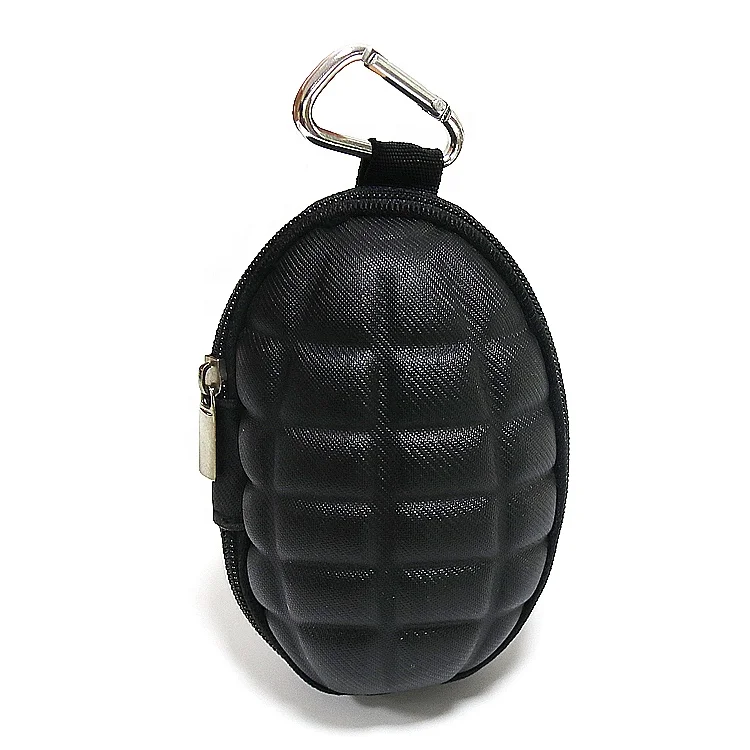 Scratch Proof and Drop Proof Grenade shape Car Key case eva Zipper Bag Chain Keychain Holder Wallet Key Holder Bag for Men Women
