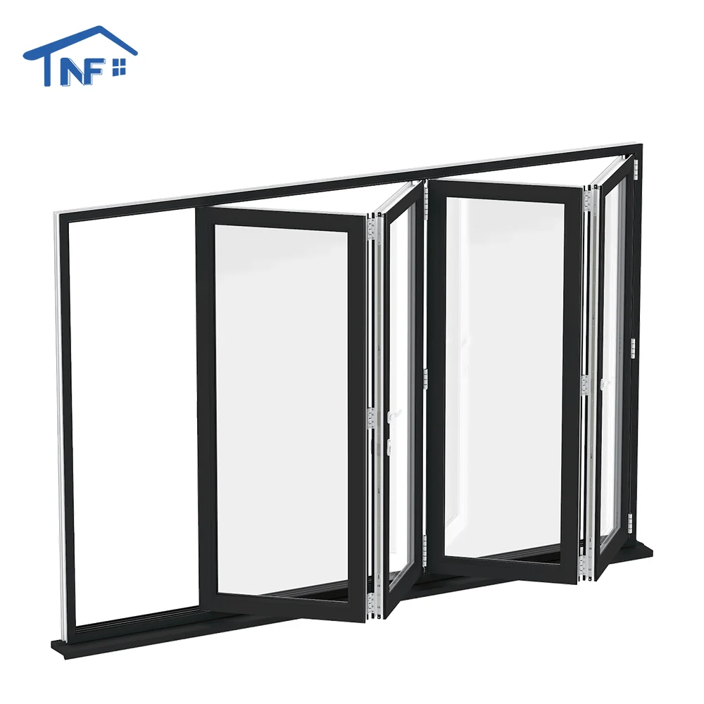 German Hardware Waterproof Residential Double Glazed Design aluminum frame folding door