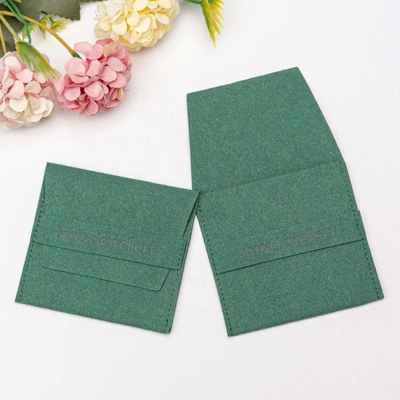 Eco Friendly Packaging Envelope Custom Logo Jewelry Packaging Soft Luxury Clear Flap Jewelry Envelope Dust Bag Pouch
