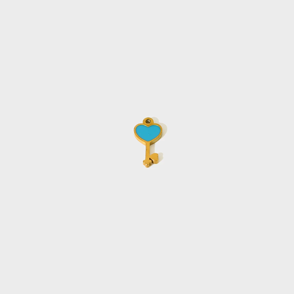 Waterproof 18K Gold Plated Stainless Steel Colorful Cherry Key Heart Flowers Banana Charms DIY Jewelry Accessories for Women