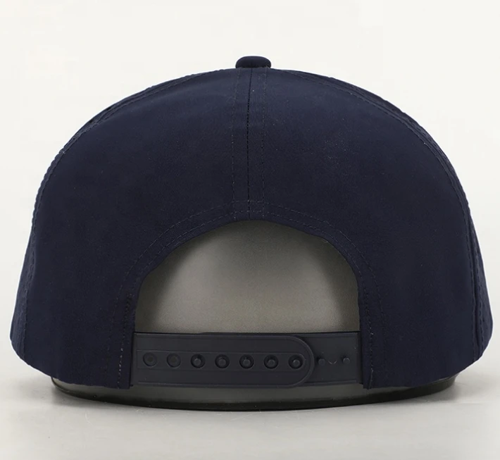 Wholesale Custom 6 Panel Polyester Flat Brim Hat embroidery patch Gorras High Quality Laser Cut Hole Woven Patch Snapback Cap