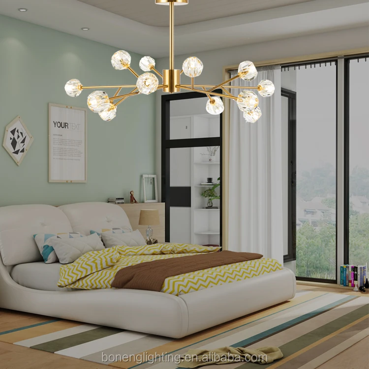 Wholesale selling living room Iron northern modern crystal ball led pendant light chandelier for home