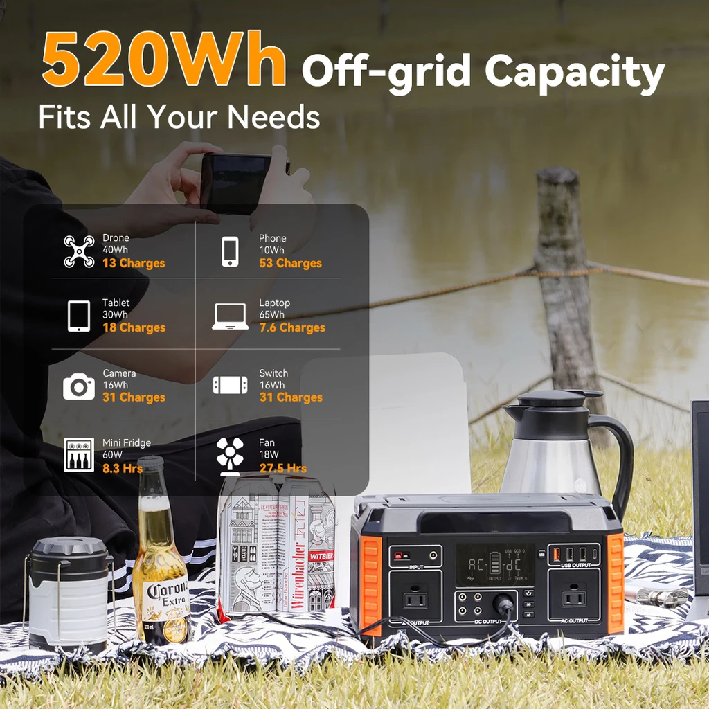 500W 600W 1000W Pure Sine Wave Outdoor Camping Lithium Power Generator AC Power Supply Bank Solar Portable Power Station