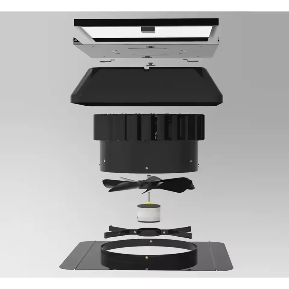 With 60W Solar Panel Industrial Roof Attic Axial Exhaust Fan Waterproof DC Solar Energy Ventilation Kit Roof Vent Fan