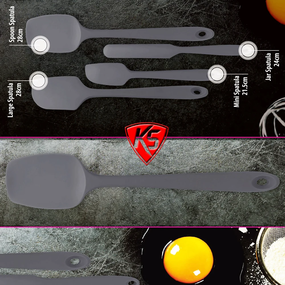 Hot Selling Heat Resistant Silicone Spatula Set Rubber Silicone Kitchen Cooking Mixing Baking Scraper for Nonstick Cookware