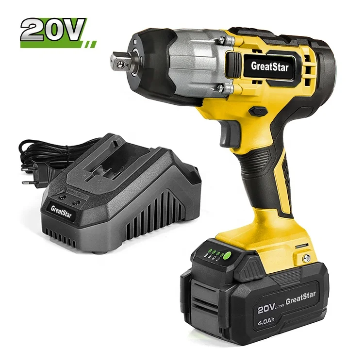 Фабричная поставка 20V Аккумуляторный ударный гайковерт с нескользящей резиновой ручкой воздействия силовой гаечный ключ используется для строительных