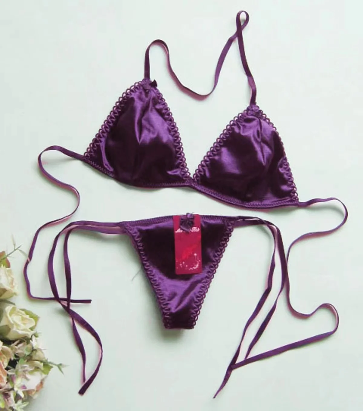 ODM/OEM Sexy lace-up with Cute bows Swimwear Japanese sexy seduction beachwear two-piece bra sets bikini Young girl swimsuits