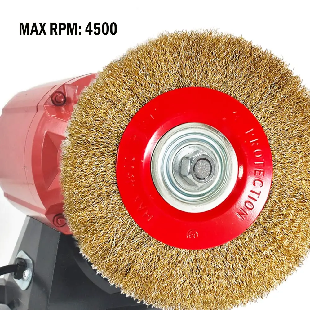 DELUN 100mm 4-Inch Crimped Wheel Circular Brass-Coated Steel Flat Round Shape Wire Brush for polishing