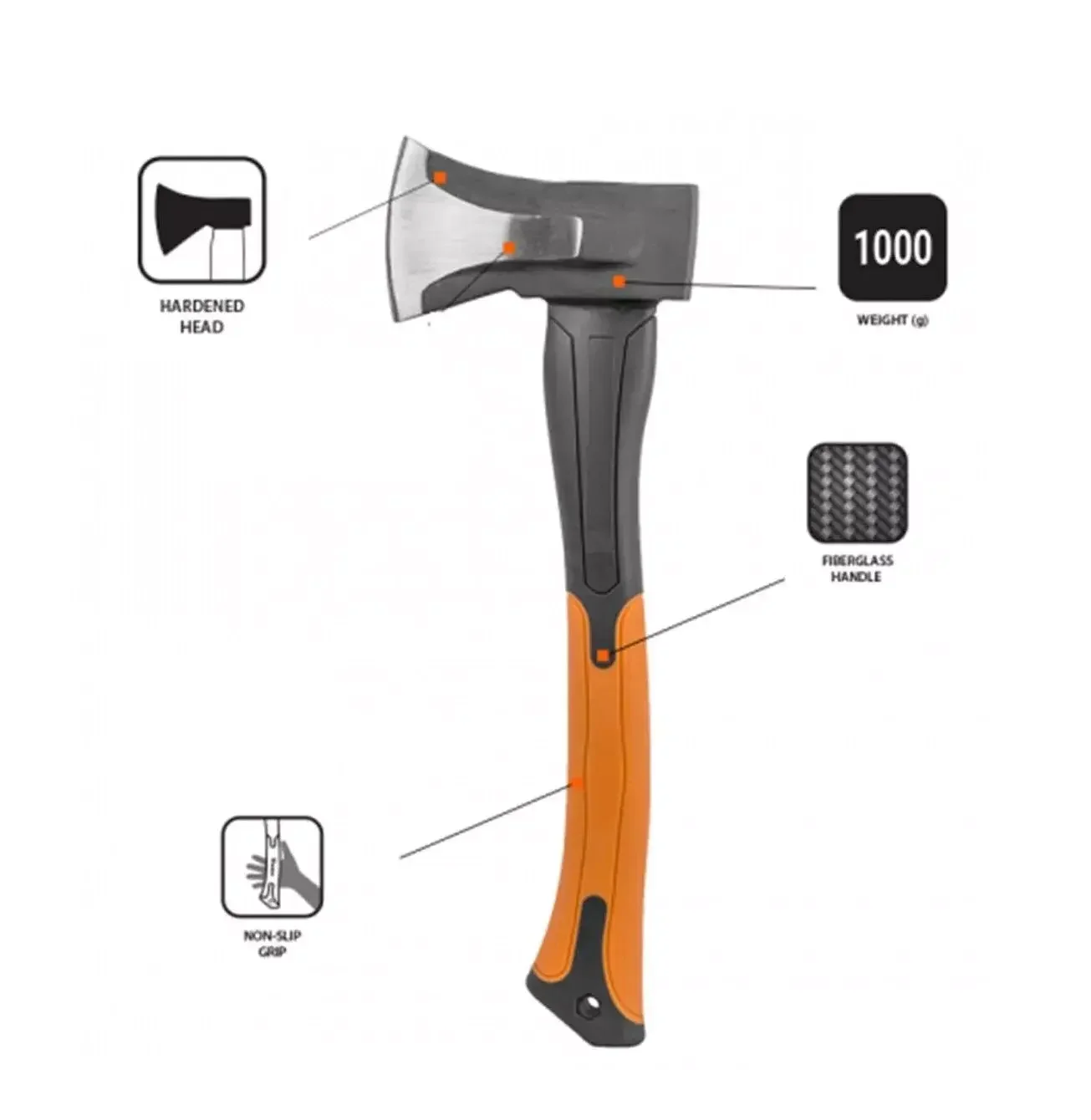 Splitting Axe/ Hatchet, Chop Wood Tree Felling Log, Garden Tool, Wedge Design