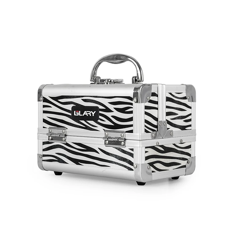 GLARY professional aluminum makeup travel case with handle small portable makeup box case dustproof makeup storage case box