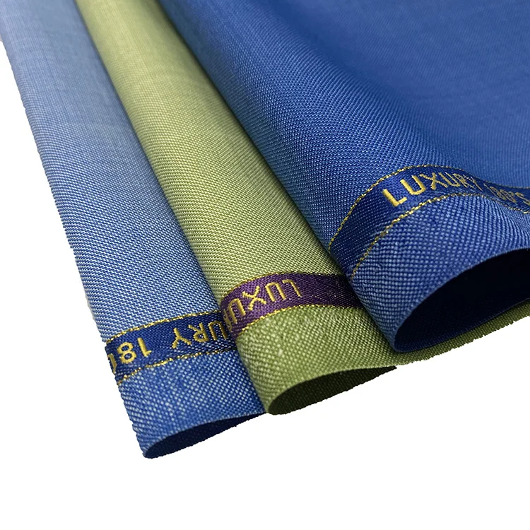 worsted solid Italian 50% wool 50% polyester suiting fabric twill wool fabric