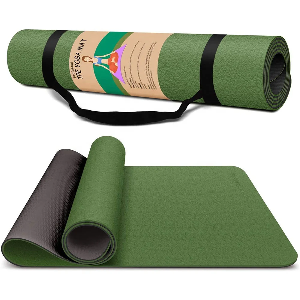 Miska Прямая поставка ТПЭ Йога Матовый для йоги спортивный тренажерный зал Yogamatt Противоскользящий 6 мм Пользовательский логотип экологичный двухслойный Коврик