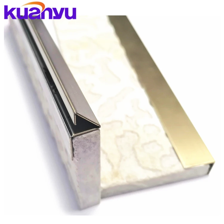 home decoration stainless steel rose gold metal profile tile edge flooring ceramic carpet tile trim stainless