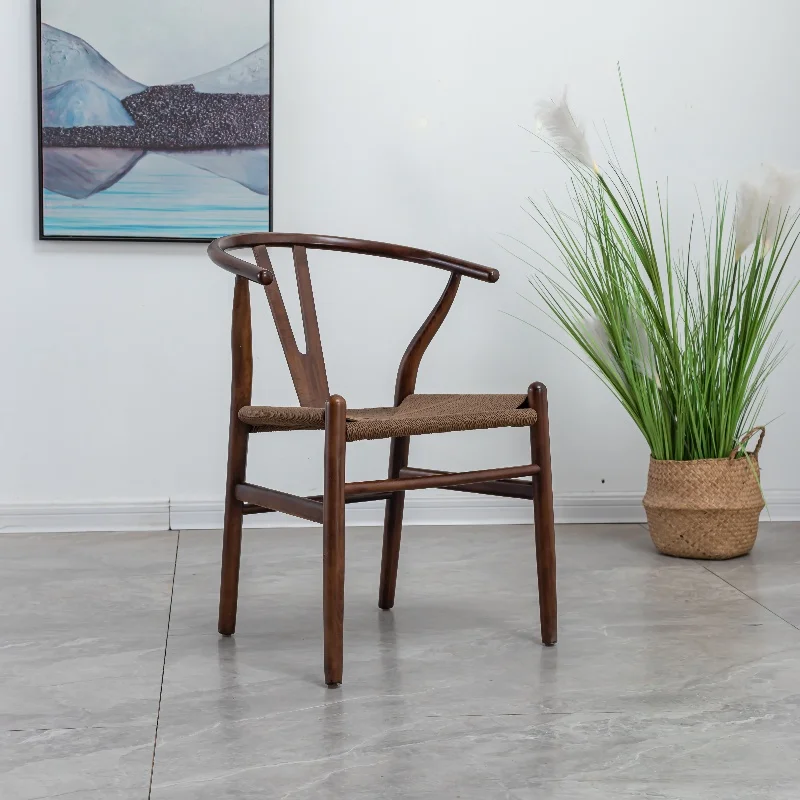 High-quality wholesale Oak wood simple chair Lounge Luxury Vintage Arm Chair Solid Wood Upholstered Dining wishbone chair