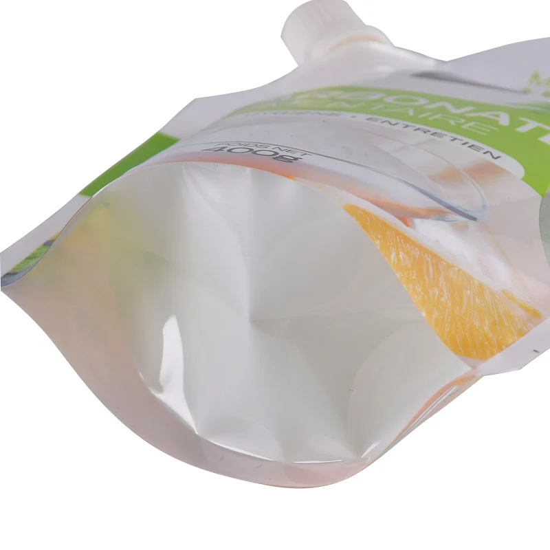 Travel Liquid Soap Refillable Pouch Barrier Hand Detergent Shampoo Water Packaging Bag Plastic Spout Wholesale Custom 34oz White