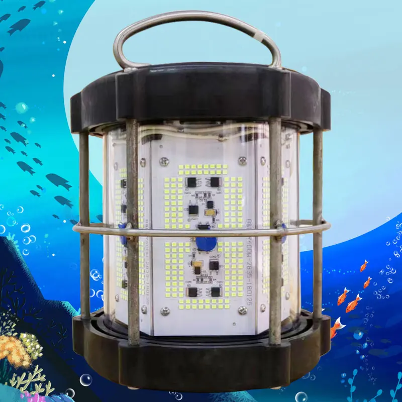 316 Stainless Steel IP68 Underwater 1000W LED Fishing Lure Light Submarine Cold White Fishing Lamp Squid Fish Attractor