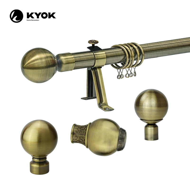 KYOK 28MM Curtain Rods and Accessories Anti-brass Ball Shape Curtain Heads Factory Wholesale Curtain Pipes