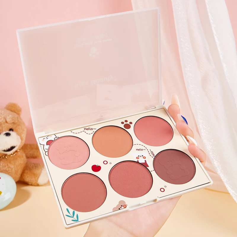 6 Color Blush Matte Natural Cheek Tint Brighten Face Waterproof Face Contouring Cosmetics Blush Powder Soft Female Makeup