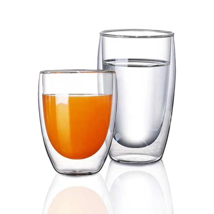 
 Hot Sale Factory Price Double Wall Clear Empty Egg Shape Stemless Glass Wine Water Cup  