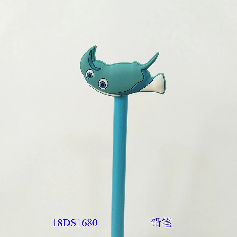 3d Soft Rubber Customized  Sea Animals Pencil  and Pen Topper For Kids