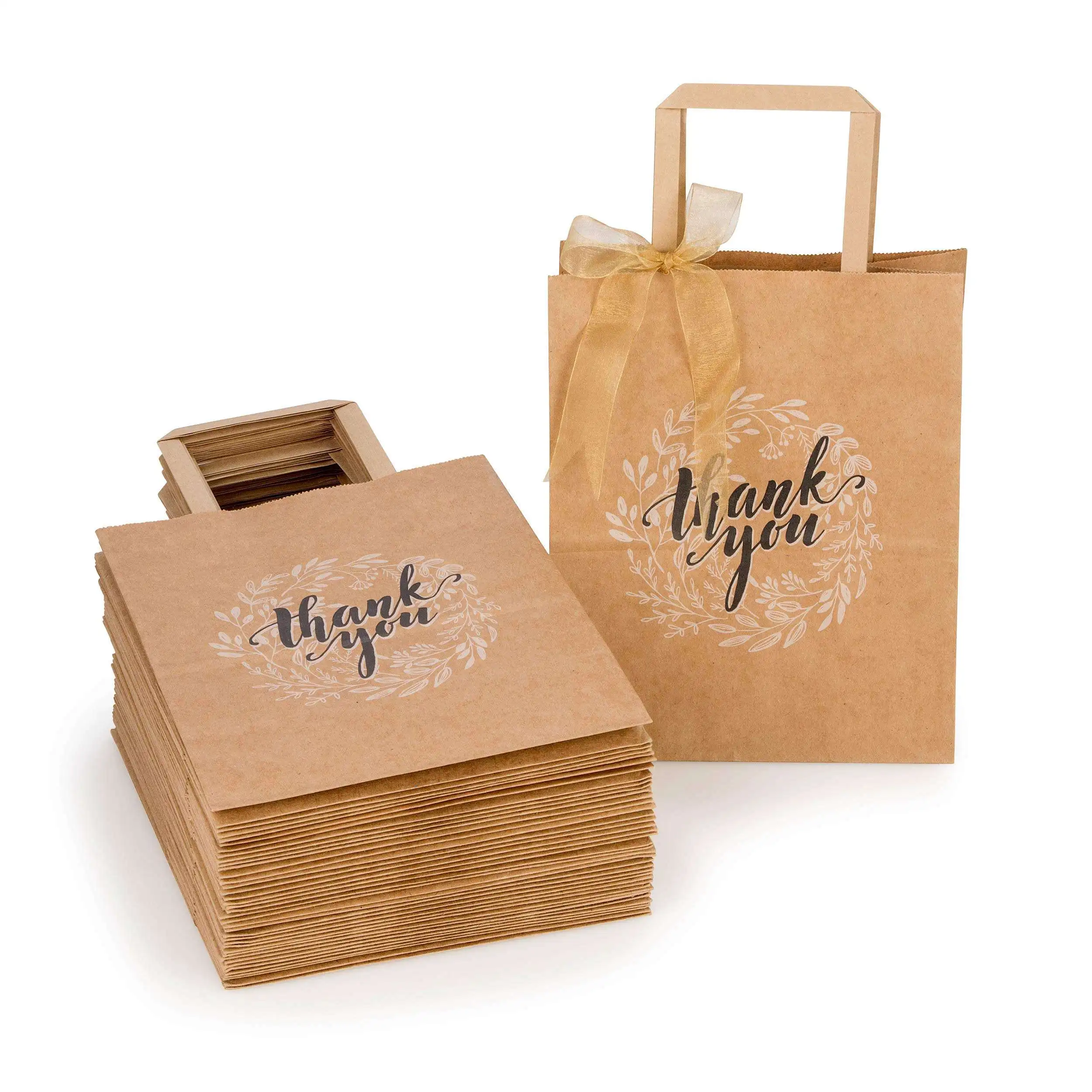Wholesale Custom Logo Print Recyclable Food Store Cake Pizza Sushi Hamburger Gift Packaging Kraft paper bags