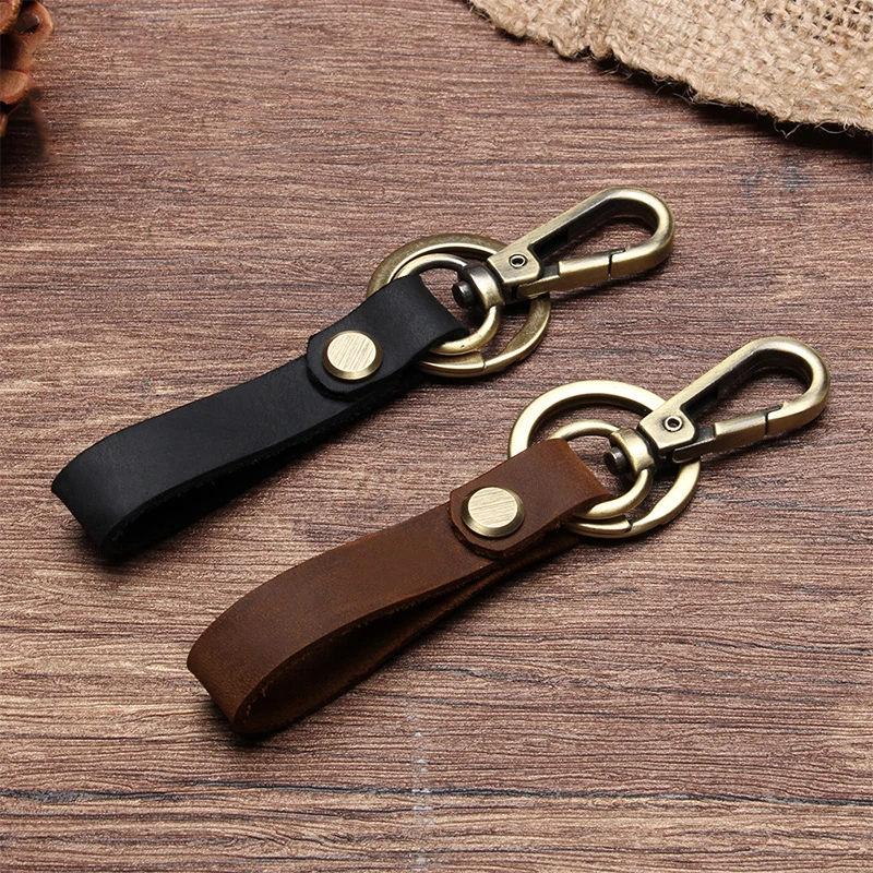 Wholesale Custom Logo premium leather keychain genuine leather keychain blanks