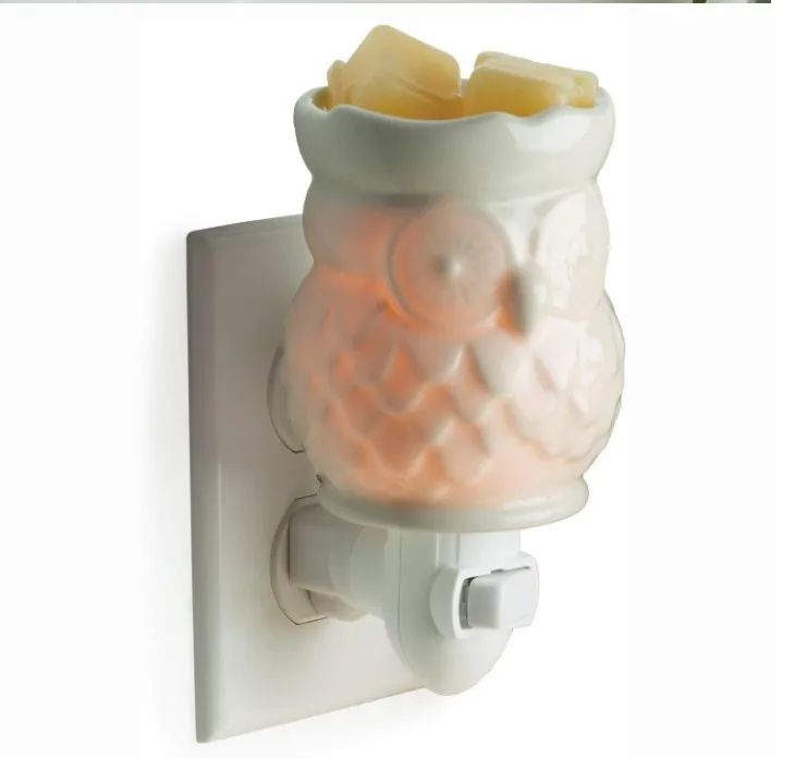 Custom ceramic mini Multi shaped Small owl lantern electric wax melt warmer essential oil incense Plug-in  burner for bedroom