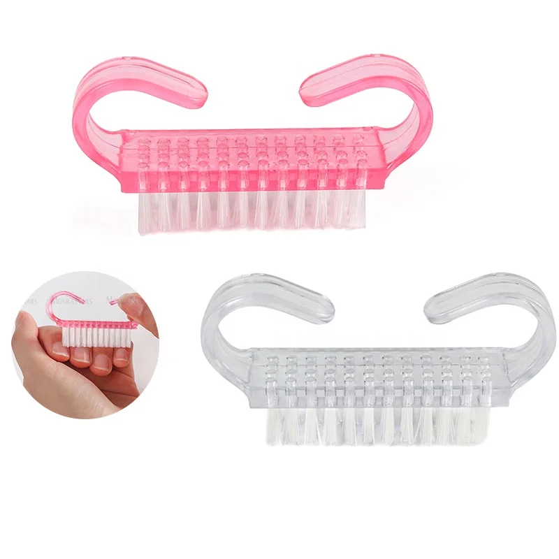 Lidan Small Plastic Nail Dust Brush Transparent Horn Shape Nail Brush Pink Dust Removal Tool Manicure Tool