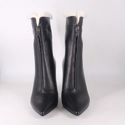 Real Fur Booties Genuine Leather Ladies Winter Snow Ankle Women Boot Shoes
