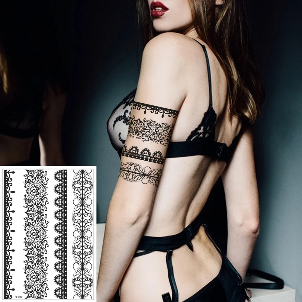 Free Samples Full Hand Henna Temporary Tattoo Stickers Henna Tatouage Black Henna Tattoo Designs Stickers Women