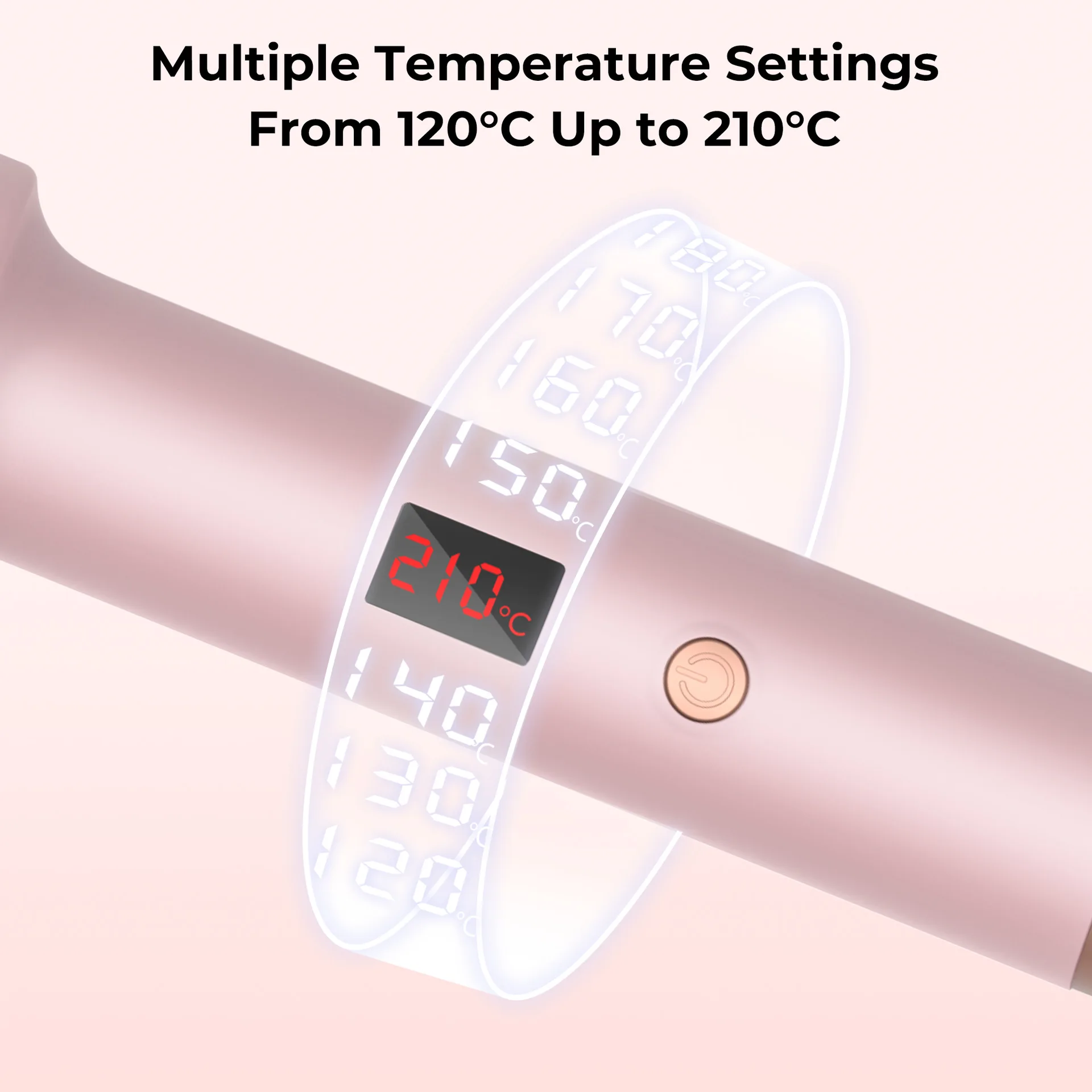 Adjustable Temperature Pink Electric Hair Curl Hot Tools 360 degree Rotating Multitudet Hair Dryer Brush Round Volumizing Brush