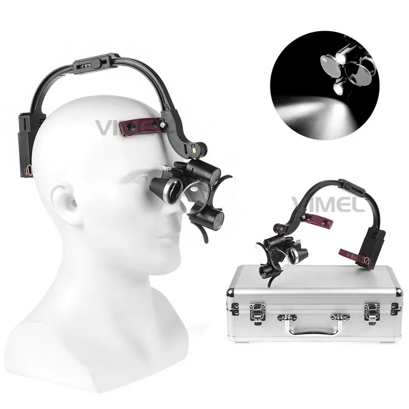 6.0x/2.5x/3.5x Complete Set Dental Loupes With 5W LED Headlamp Medical Magnifier Wireless Surgical Headlight With 2pc Battery