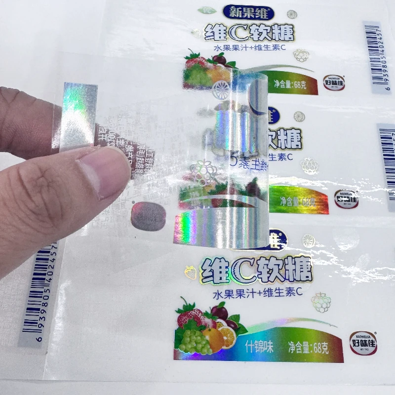 Custom Printed Self Adhesive Logo Clear Sticker Roll Plastic Transparent Vinyl PVC Labels Food Labels