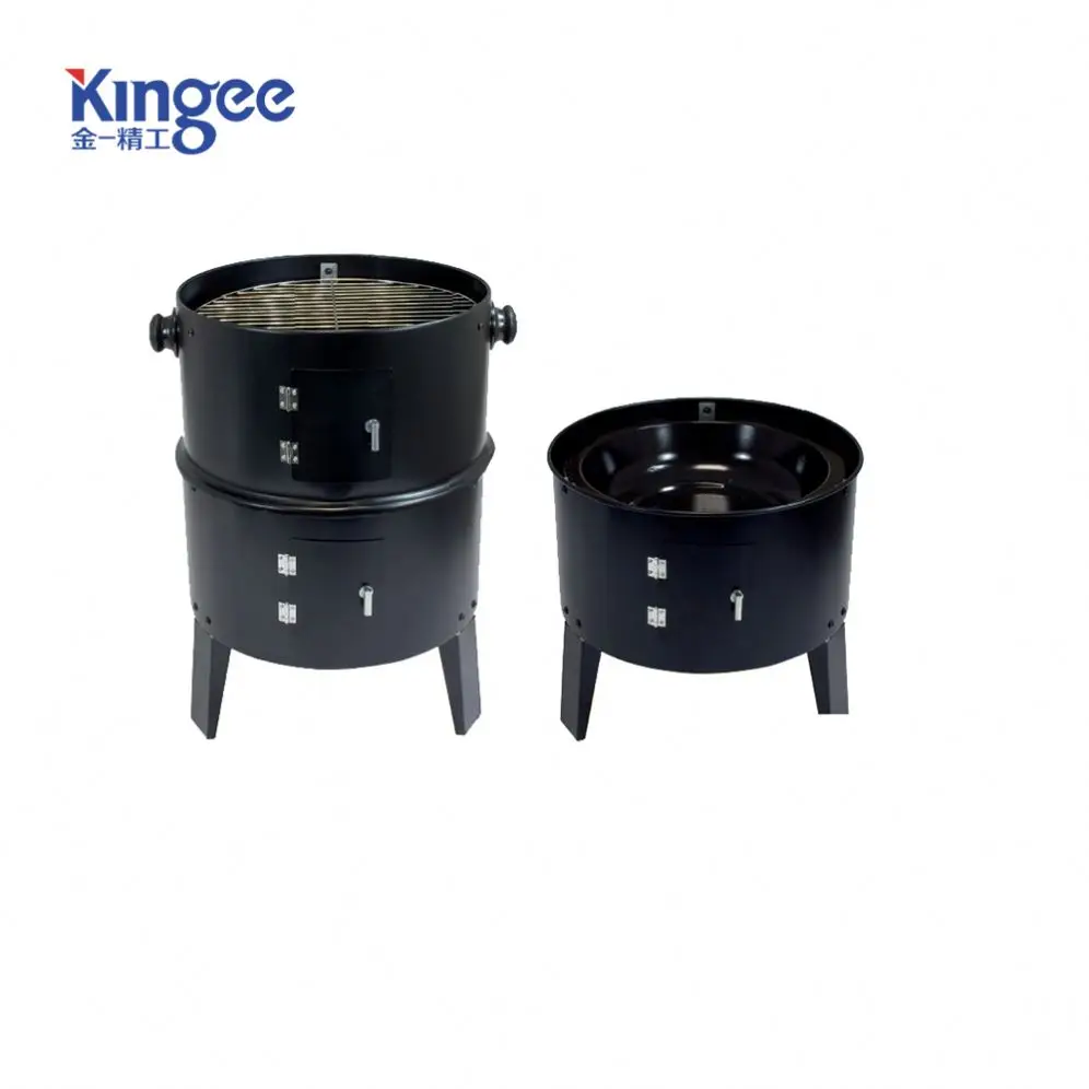 Hot Selling 3 Layers Tower Vertical Barrel Charcoal Bbq Grill Smoke Oven