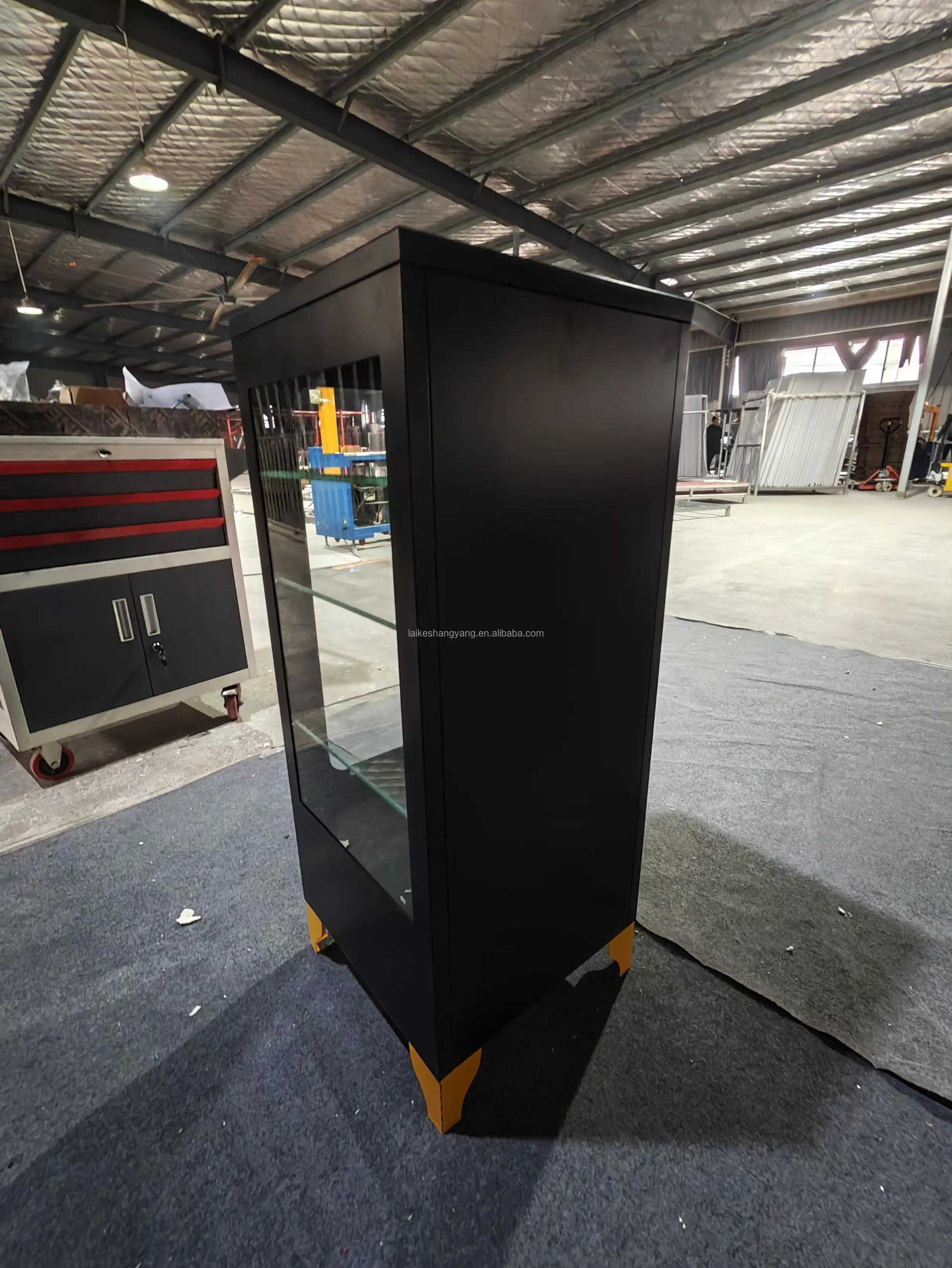 Modern Customized Black 3 Shelves Glass Display Cabinet Display Rack Showcase for CD Storage