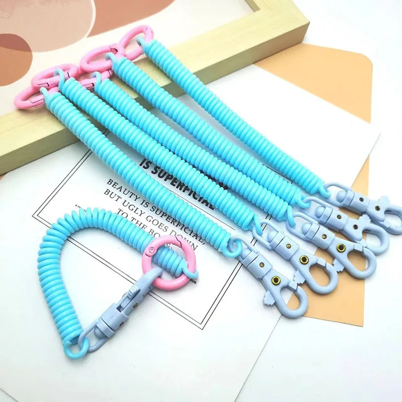 Alloy Mobile Phone Lanyard Key Chain with Plastic Loss-Proof Spring Rope Available in Stock Colors