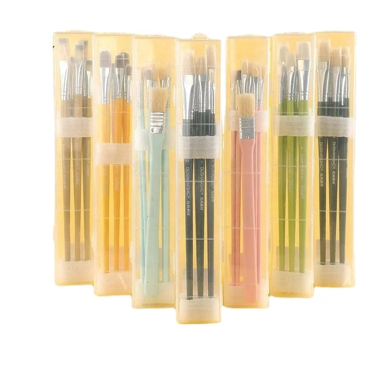 OEM Watercolor pen set water chalk painting brushes 10pcs oil brushes color birch pen animal hair brush