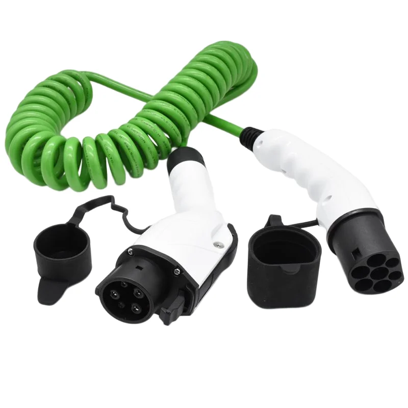 Спиральное портативное зарядное устройство для электромобилей, 16 А, тип 2-тип 1, зарядный кабель для электромобилей, автомобильное зарядное устройство