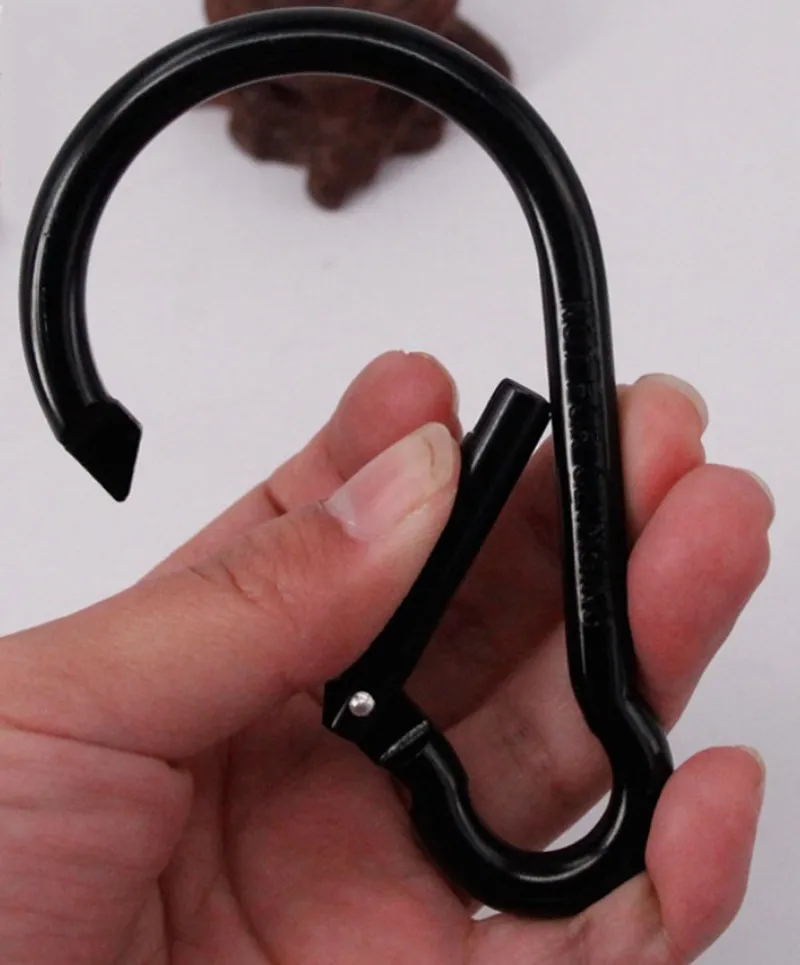 HXY 102.5*61.8*7.48MM Promotion Cheap One Pin Shaped Carabiner, Light Bulb Black Carabiner Keychain For Holding, Fish, Camping